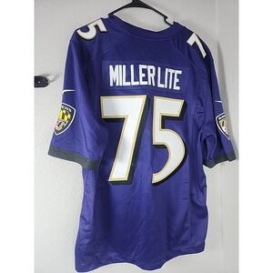 Baltimore Ravens Miller Lite #75 Jersey Mens Large NFL Nike On Field Purple Rare